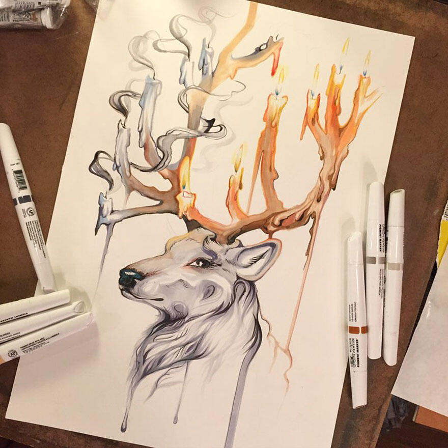 Ilustrasi Keren 'Wild Animal Spirits' yang Full Color Oleh Katy Lipscomb