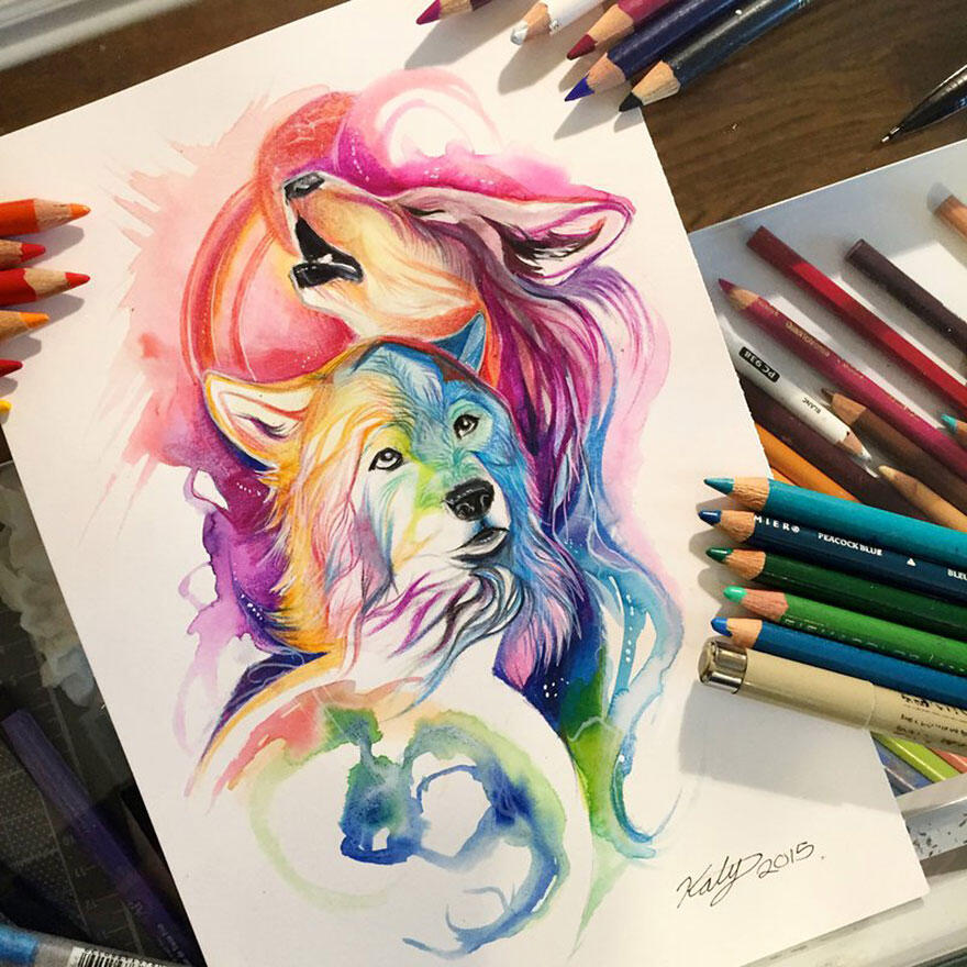 Ilustrasi Keren 'Wild Animal Spirits' yang Full Color Oleh Katy Lipscomb