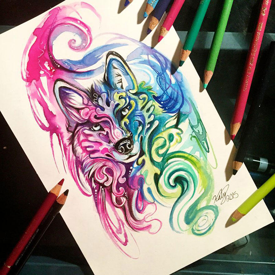 Ilustrasi Keren 'Wild Animal Spirits' yang Full Color Oleh Katy Lipscomb