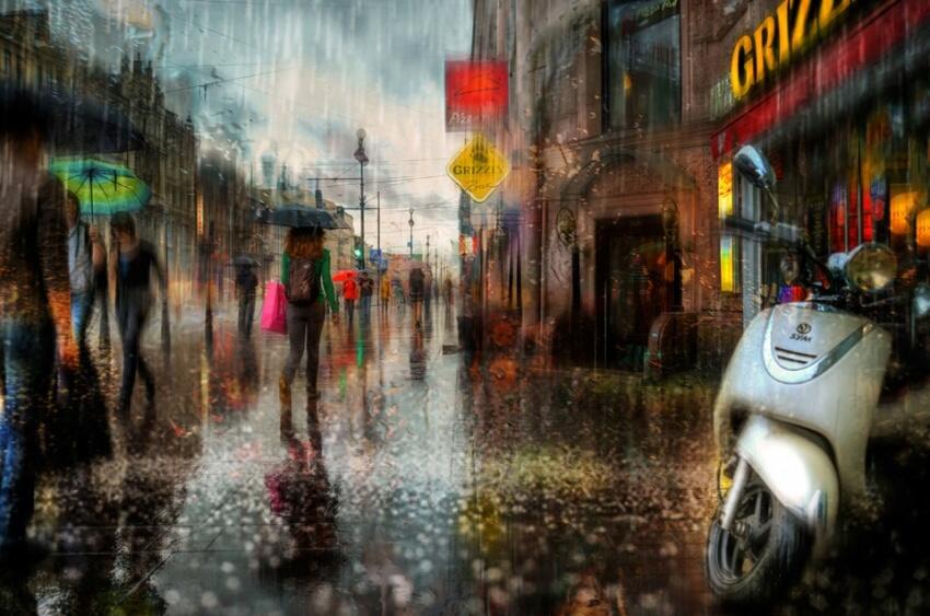 Fotografer Asal Rusia Membuat Foto Suasana Hujan di Jalanan Seperti Cat Minyak 