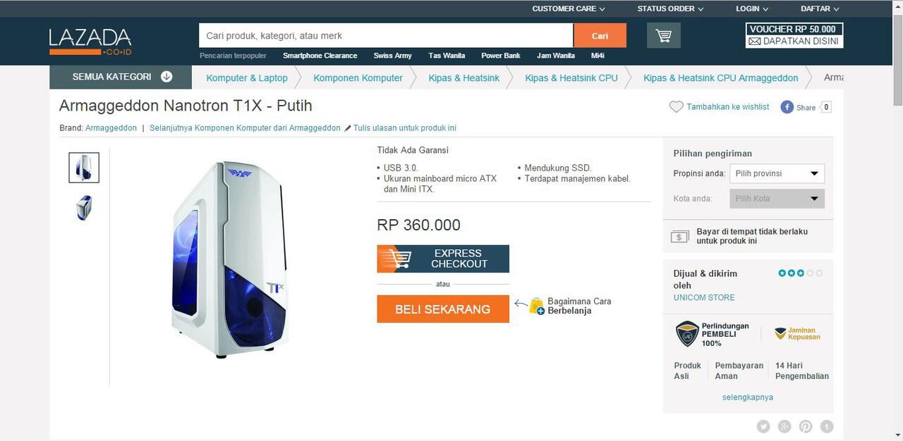 Casing CPU Gamer ARMAGGEDDON T1x: Lapak online paling murah nih gan