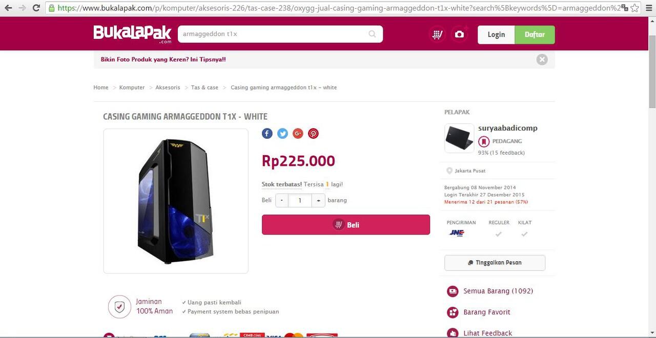 Casing CPU Gamer ARMAGGEDDON T1x: Lapak online paling murah nih gan