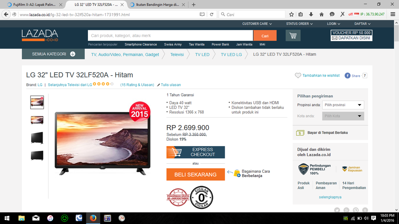 LG 32&quot; LED TV 32LF520A : Lapak Paling Murah! Cuma 2,6 Juta