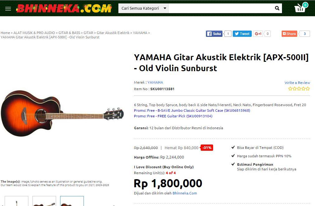 Yamaha Gitar APX 500II Rp. 1.750.000 @FJB