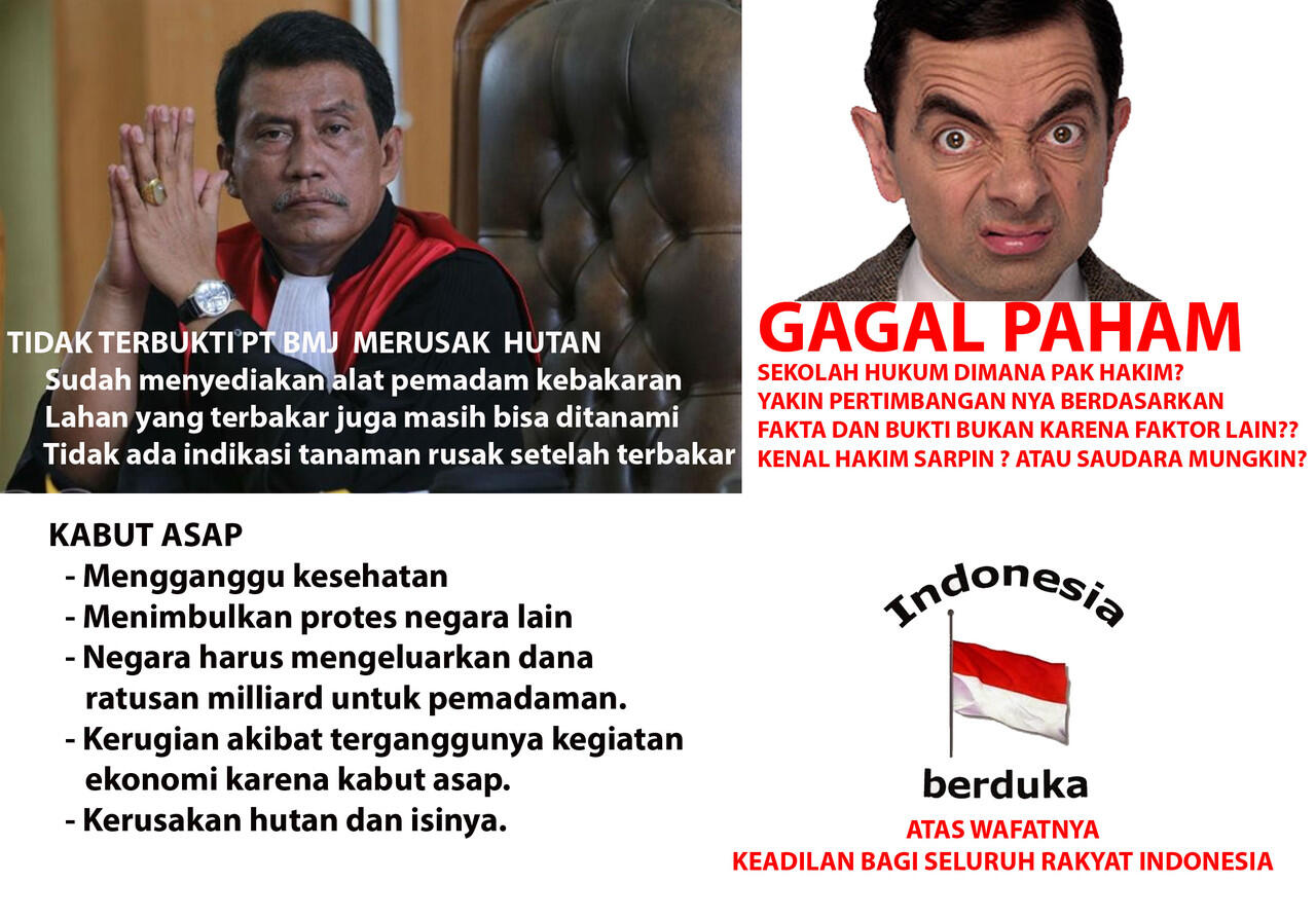 YANG TERHORMAT BAPAK HAKIM PARLAS NABABAN YANG MEMENANGKAN PERUSAHAAN PEMBAKAR HUTAN