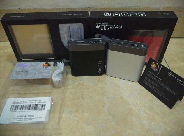DISTRIBUTOR POWERBANK GORILLA ORIGINAL 10400 MAH, GORILLA BANK GARANSI SEUMUR HIDUP