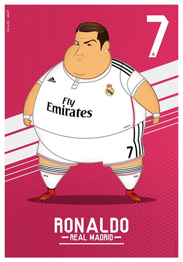  ilustrasi GEMUK pemain Real Madrid dan Barcelona BY: FULVIO OBREGON