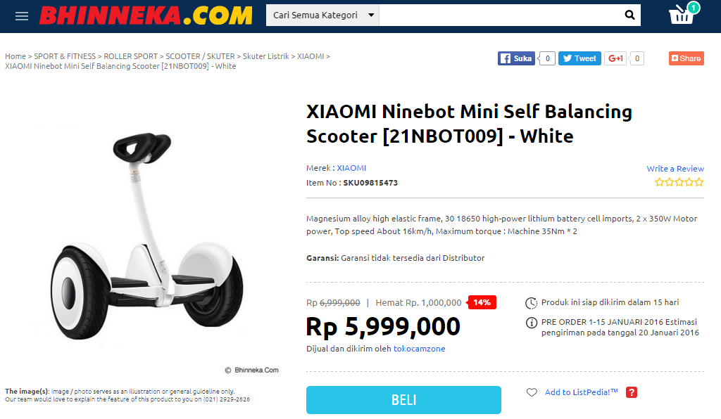 XIAOMI Ninebot Mini Self Balancing Scooter: buat agan2 yang suka males jalan :D