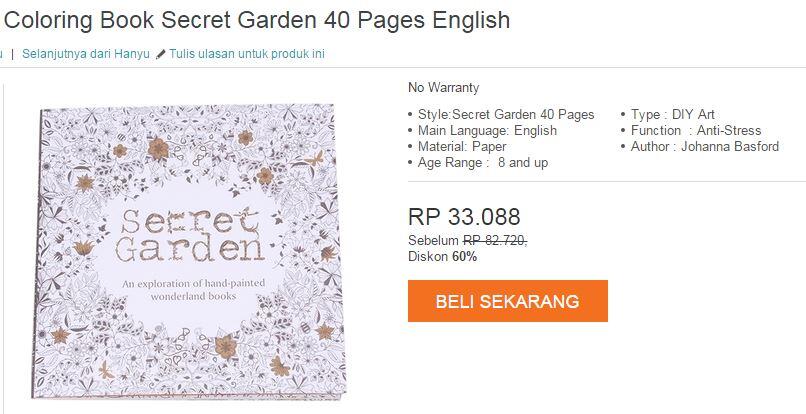 Anti Stress - Coloring Book Secret Garden Rp 33k!