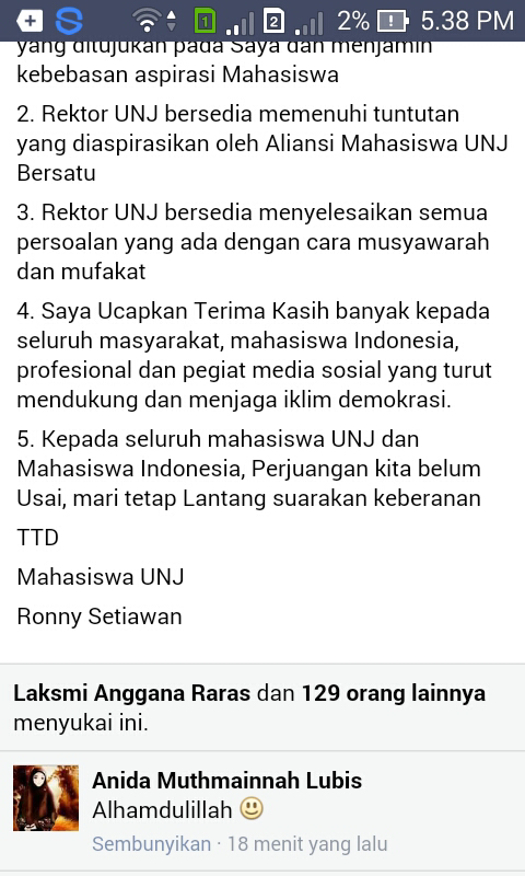 Ketua BEM UNJ yg dipecat Rektor, ending nya ada yg tau?