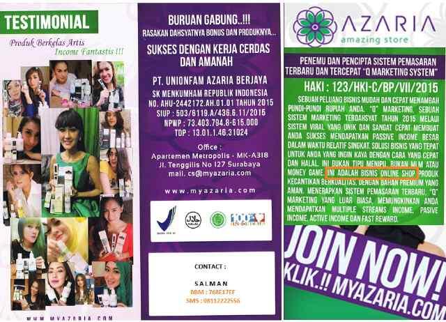 Bisa Gajian Minimal 1 Juta Setiap Hari Bersama AZARIA amazing store