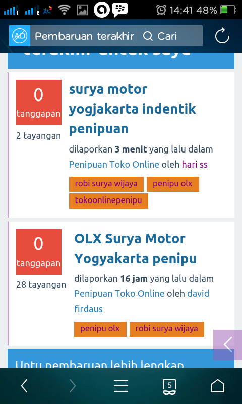 Awas penipuan online &quot;surya motor yogjakarta&quot; a.n. Robi Surya Wijaya di olx