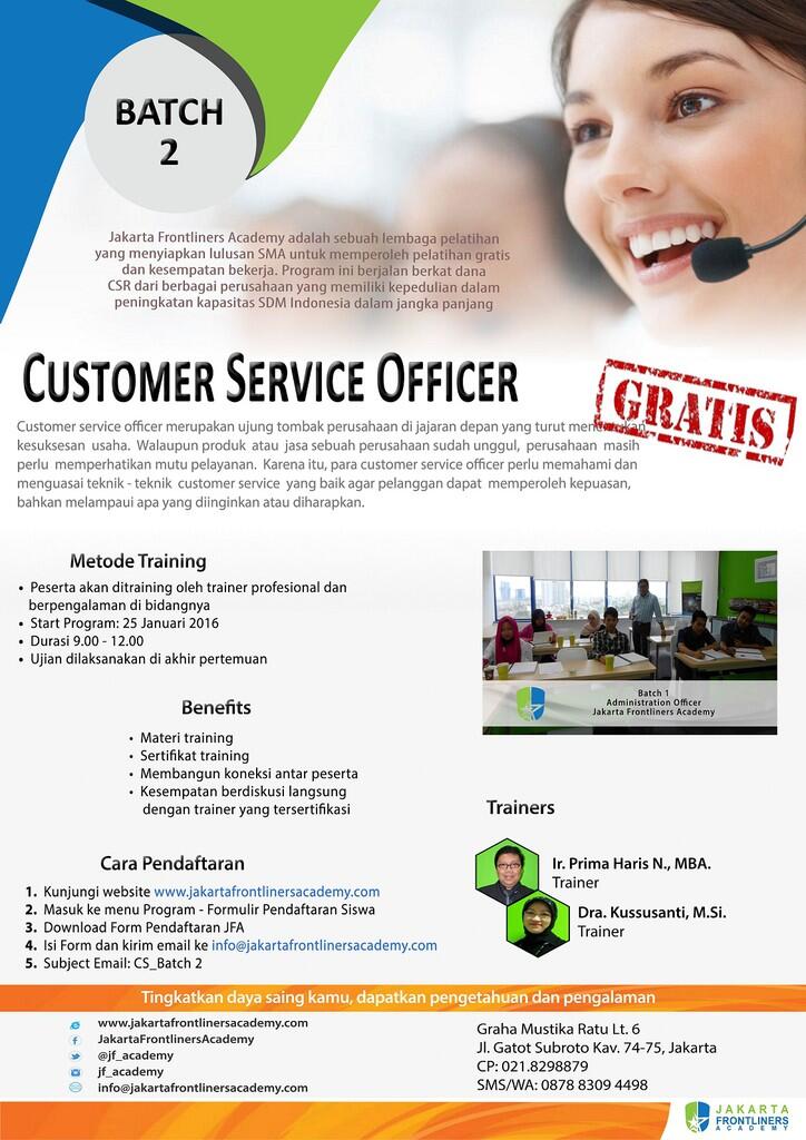 Gratisss.....Training Professional Batch 2 "Customer Service Officer"