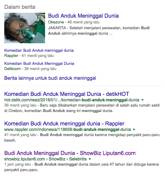Innalillahi, Komedian Budi Anduk Meninggal Dunia
