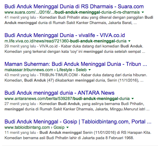 Innalillahi, Komedian Budi Anduk Meninggal Dunia
