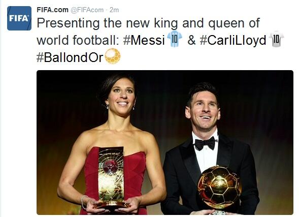 Selamat !!! Messi Sebagai Pemenang Ballon D'Or 2015