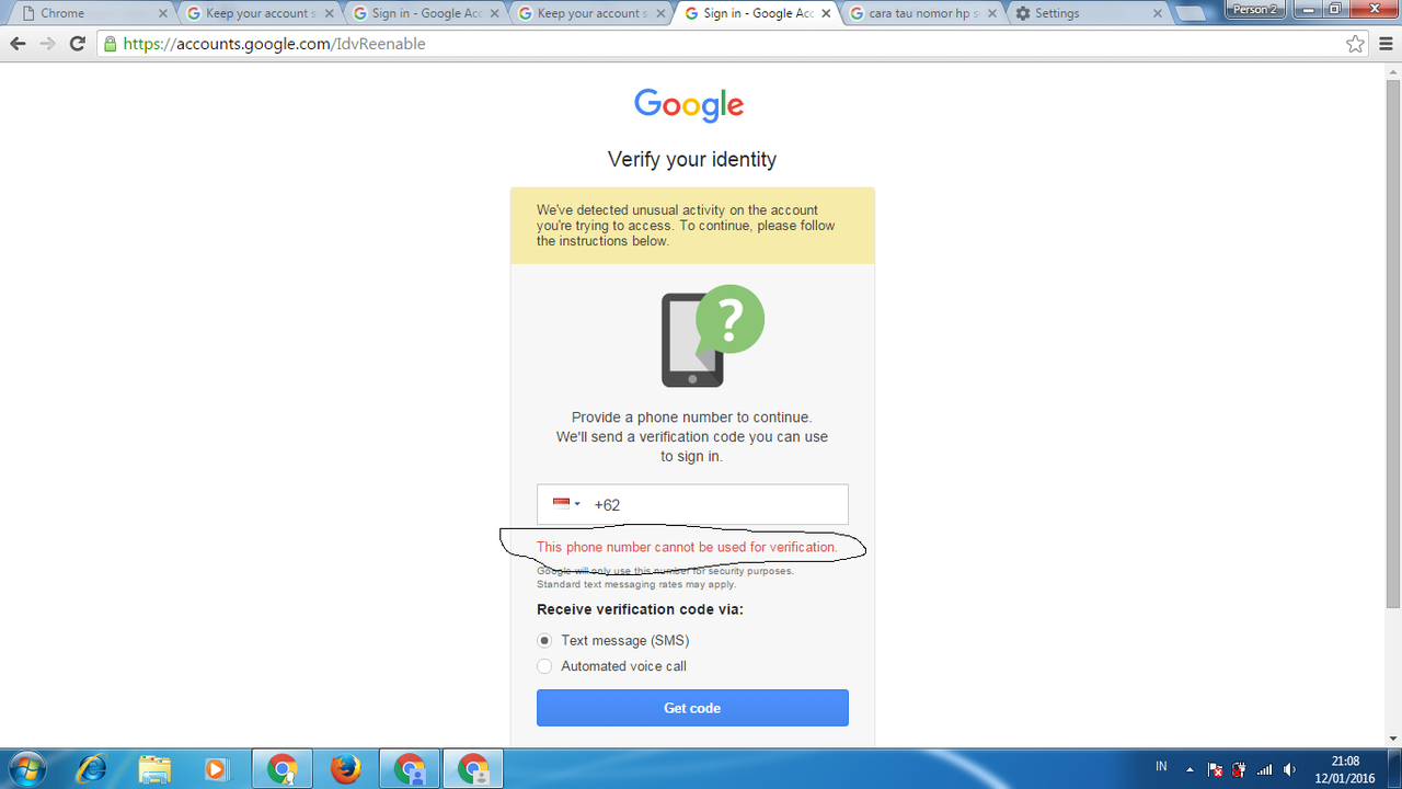 ASK... Tentang verifikasi Gmail.. Yang jago masuk dong..