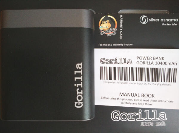 DISTRIBUTOR POWERBANK GORILLA ORIGINAL 10400 MAH, GORILLA BANK GARANSI SEUMUR HIDUP