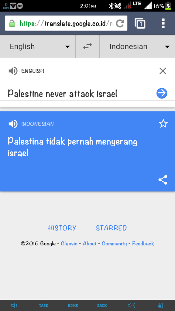 Google translate ini: &quot;Israel never attack Palestine&quot;, terus coba kebalikannya