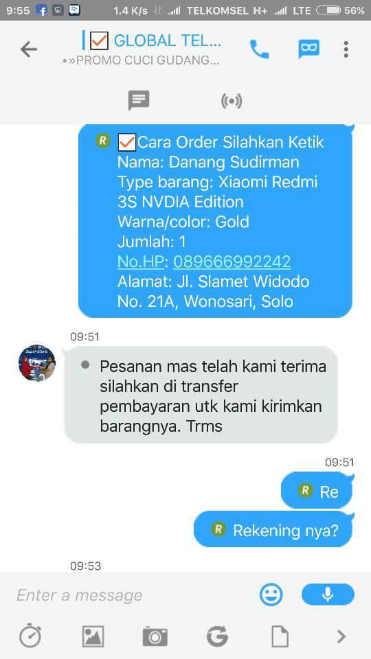 Penipu Online shop Ini Malah Ditipu Balik Calon Korbannya Gan !