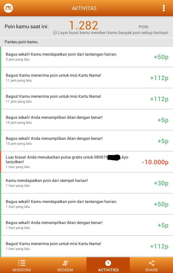 Pulsa gratis dari popslide