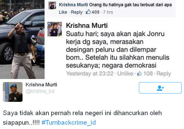 Heboh !!! Inilah Komentar Kombes Pol Khrisna Murti di Fanpage Jonru