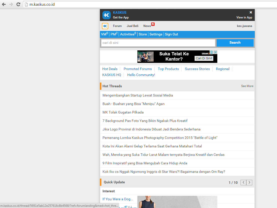Baru buka kaskus lagi via Pc, kaskus.co.id ke direct ke m.kaskus.co.id - 20 Jan 2016