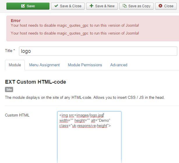 muncul tanda &quot;\\&quot; saat membuat artikel atau modul html joomla 03 