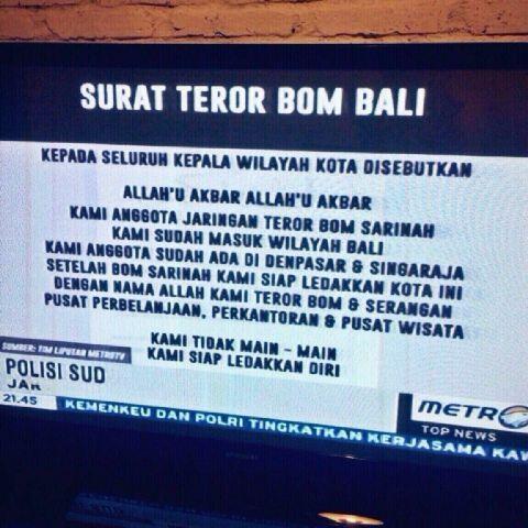 METRO TV Sebarkan Hoax Ada Teror BOM di Bali