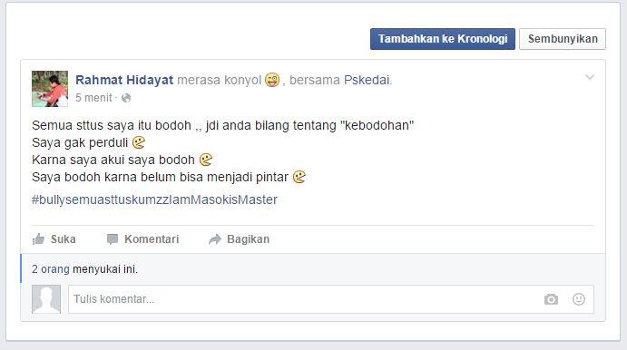 Status FB baru nih gan &quot;Ga level ama indo&quot; 