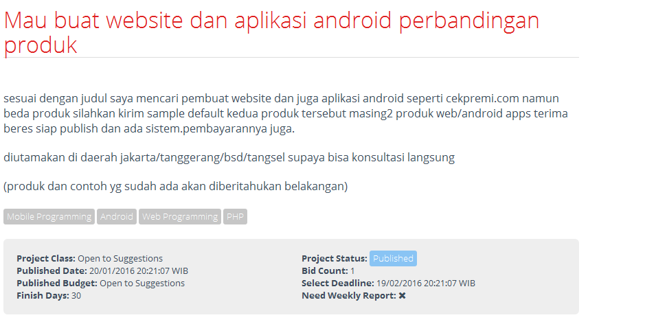 [KERJA DARI RUMAH] Pembuat website &amp; aplikasi android perbandingan produk