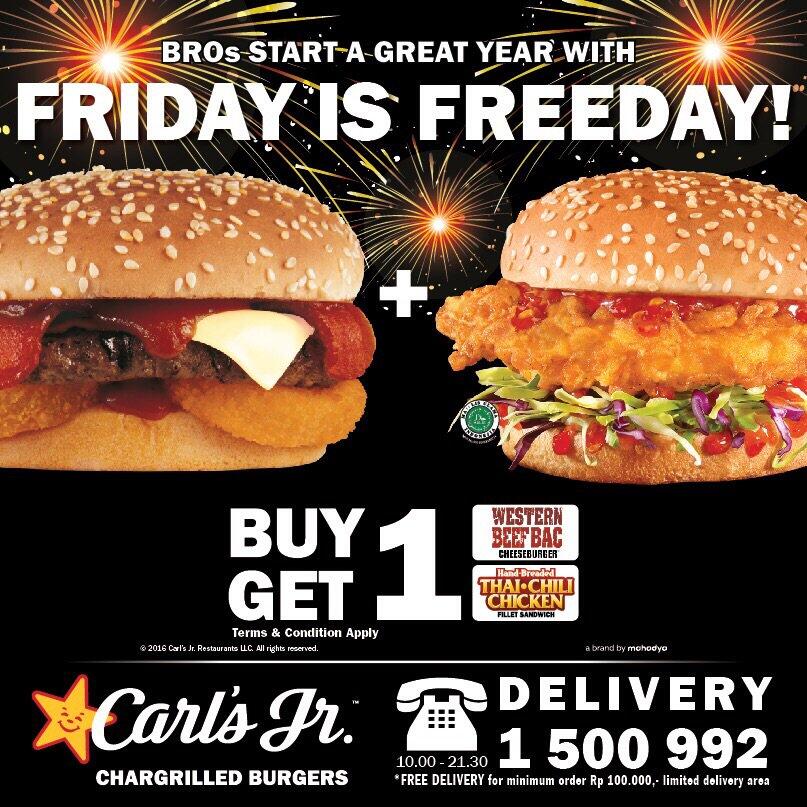 &#91;BUY 1-1 FREE&#93; Carl's Jr. : Berlaku cuma hari jumat aja gan