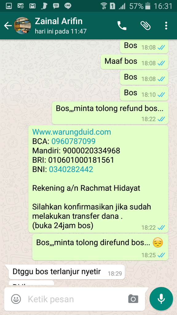 Berharap beliau mau refund dana yang bukan menjadi haknya