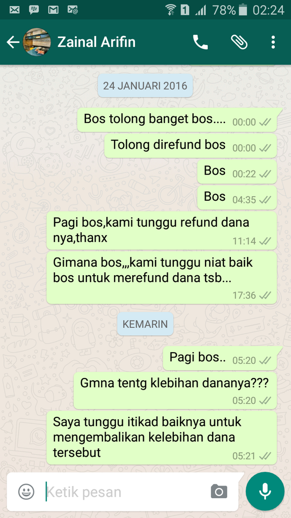 Berharap beliau mau refund dana yang bukan menjadi haknya