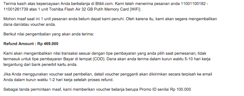 BLIBLI.COM Penyelesaian masalahnya tidak cantik (HATI-HATI)