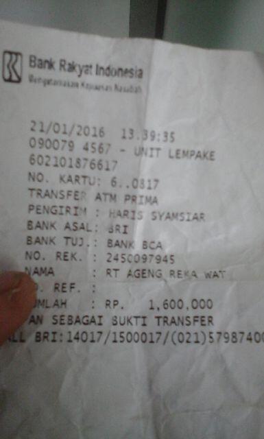 Rek Bca a/n Ratu agenk reka wt 2450097945 PENIPU