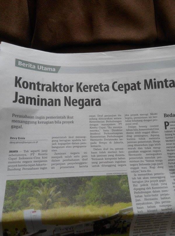 Kontraktor Kereta Cepat Minta Jaminan Negara