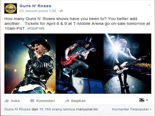 Guns N' Roses akhirnya reuni gan ! Axl, Slash dan Duff akan kembali satu panggung