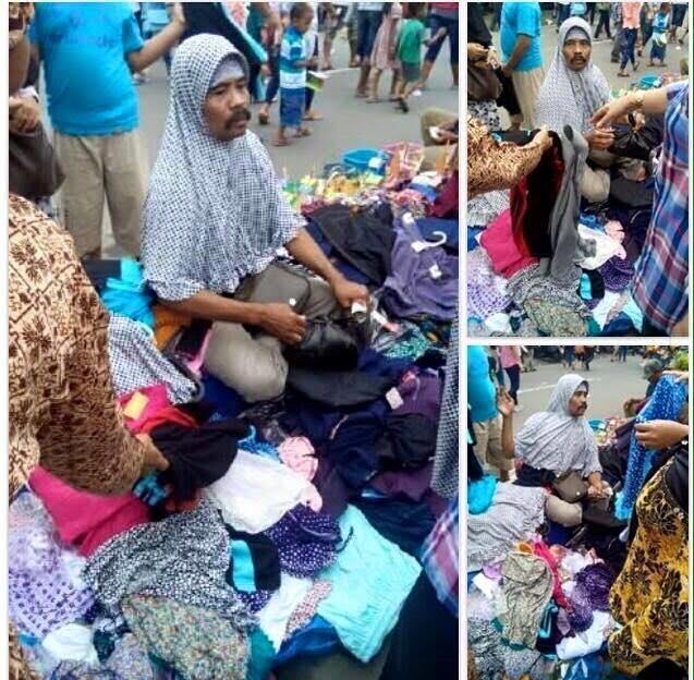 Tetap Pede Mengenakan Hijab Meski Berkumis Tebal