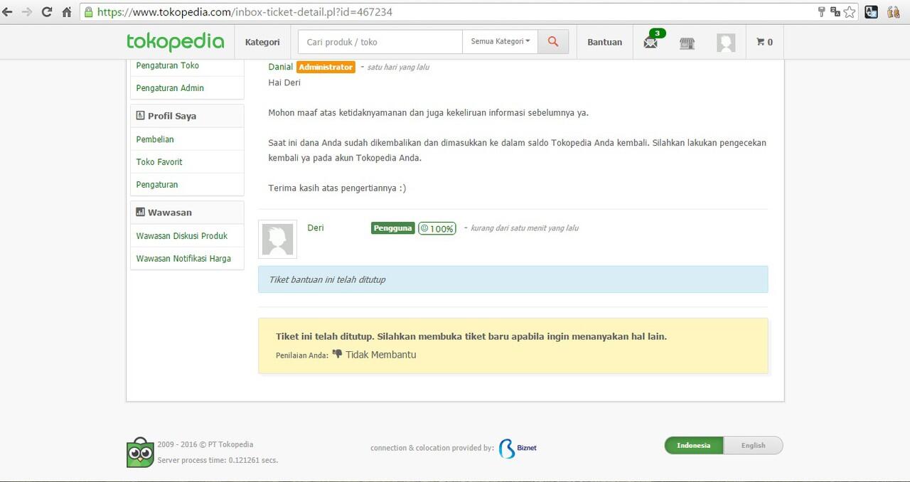 Tokopedia mengambil 2,5jt dari saldo