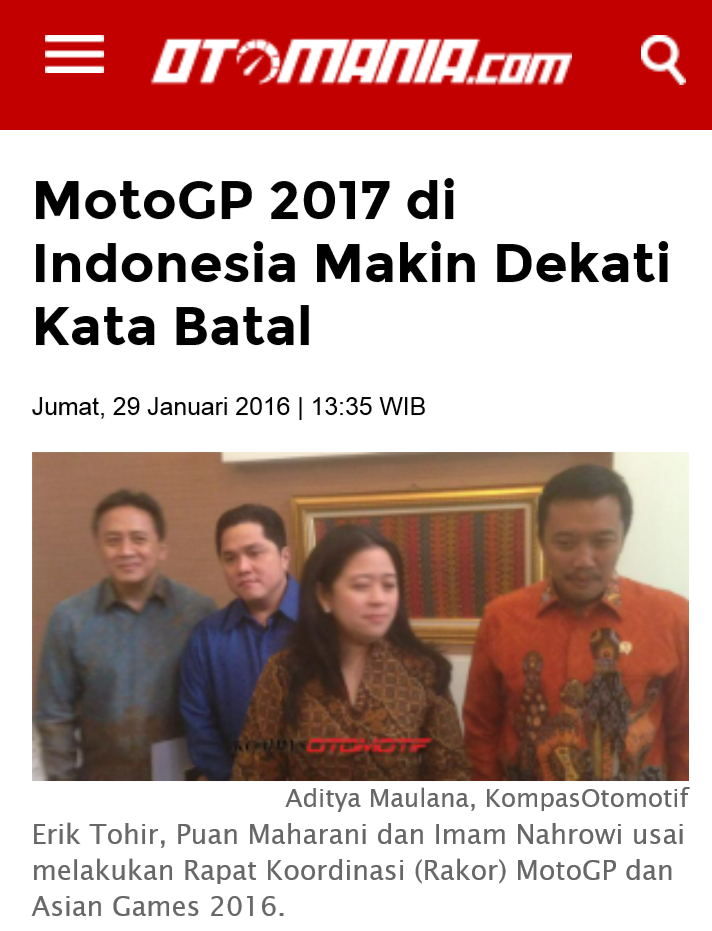 MotoGP 2017 di Indonesia Makin Dekati Kata Batal