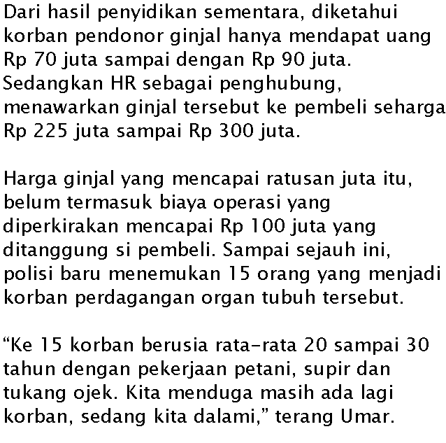 Fakta mengerikan sindikat penjual ginjal di Indonesia
