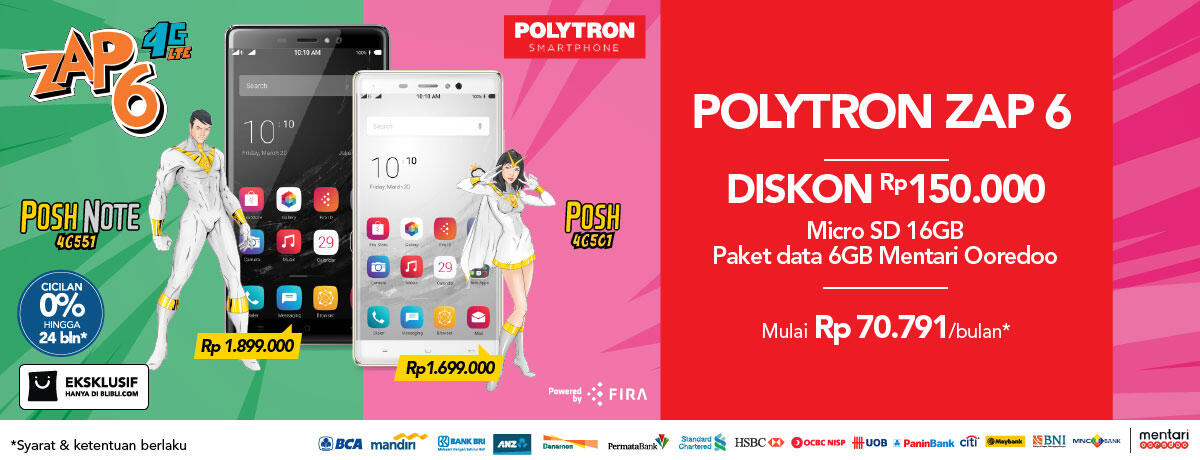 &#91;Diskon Rp 150K+Gratis MicroSD+Paket Data 6GB&#93; Pre Order POLYTRON ZAP 6 @Blibli.com