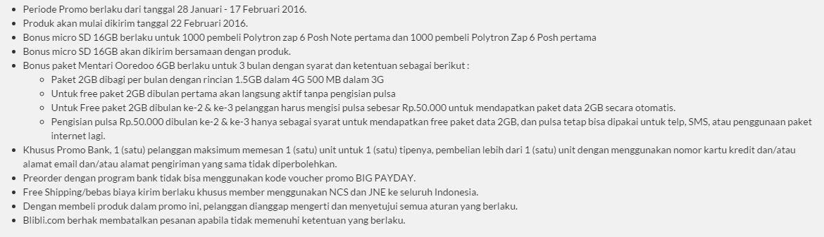 &#91;Diskon Rp 150K+Gratis MicroSD+Paket Data 6GB&#93; Pre Order POLYTRON ZAP 6 @Blibli.com