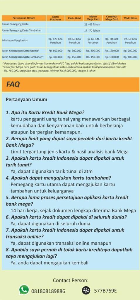 Marketing Kartu Kredit Bank Mega (Freelance)