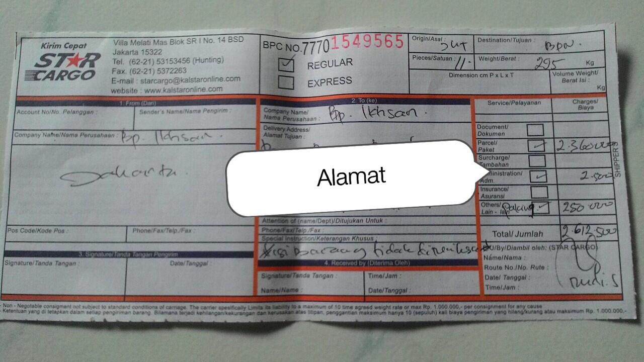 Silahkan gunakan jasa pengiriman STAR CARGO jika ingin barang anda hilang!