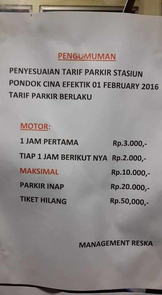 TARIF PARKIR STASIUN MAKIN MENCEKIK TAPI PELAYANAN RASA PARKIR LIAR