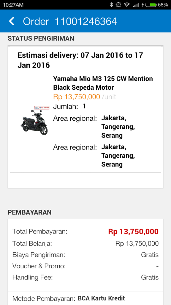 Kecewa Dengan Janji Cashback Pembelian Motor di Blibli.com