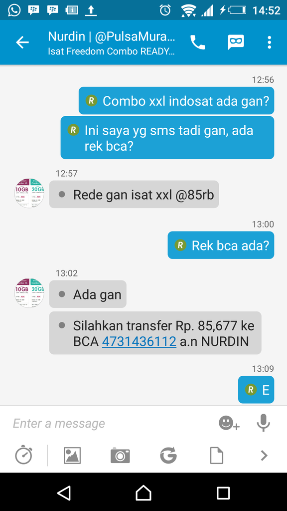 PENIPUAN KUOTA INTERNET MURAH ID: efulsemprul A.K.A NURDIN
