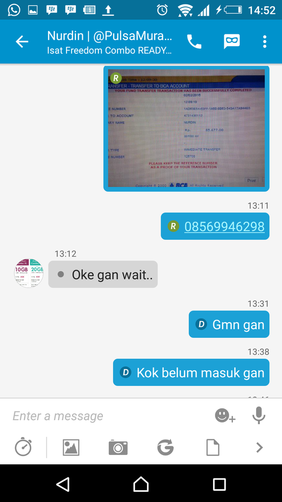 PENIPUAN KUOTA INTERNET MURAH ID: efulsemprul A.K.A NURDIN